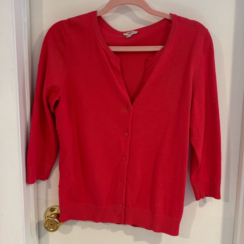 Talbots Reddish Pink dot detailed cardigan SP